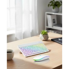 Uravas Store Aydınlatmalı Kablosuz Klye Mouse Seti Bluetooth Bağlantılı Çoklu Cihaz Uyumlu