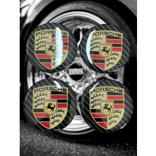 Porsche Jant Göbeği 4 Lü Oto Universal Jant Göbeği Damla Etiket 3D Jant Arması Damla Sticker Seti