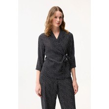 Love My Body Puantiyeli Anvelop Bluz Siyah 115L9428008