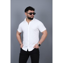 L-KOM Erkek Krep Kumaş Kısa Kollu Gömlek