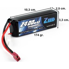 Zeee Power 3s, 11.1 Volt, 2400 Mah, 50C, T-Deans Fişli, Li-Po Pil Grubu