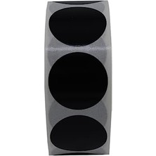 Skygo Pp Opak Daire Çap Etiketi Rulo Etiket, 30MM x 30MM Çap 1000 Adet, Yuvarlak Siyah Zemin Baskılı Kontrol Etiketi
