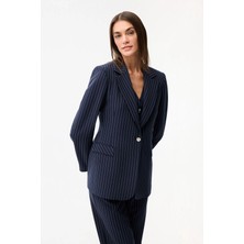 Love My Body Çizgili Mono Kapama Ceket Lacivert 119L9154002