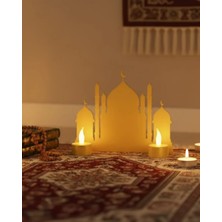 Uravas Store 3D LED Mumlu Cami Dekorasyonu 2 Adet Pilli Mum Hediyeli