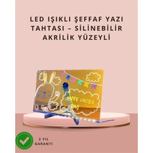 Uravas Store LED Işıklı Şeffaf Yazı Tahtası – Neon Etkili Akrilik Pano, Silinebilir, 7 Renkli Kalemli, 30X20 cm