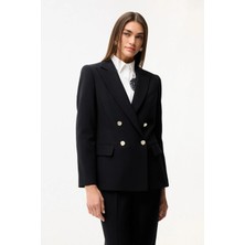 Love My Body Kruvaze Gabardin Ceket Siyah 119L9714002