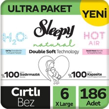 Sleepy 6 Beden Double Soft Natural Bebek Bezi Ultra Paket 62X3 186 Adet