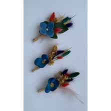 Bivalvia Accessories Mavi Ortanca Damat Yaka Çiçeği Seti 2