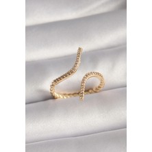 VeraGlobe Buğz Pirinç Gold Renk Zirkon Taşlı Kadın Yüzük