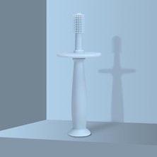 Bebek Silikon Tabanı Vakumlu Diş Kaşıyıcı, Diş Fırçası, Dişlik Mavi