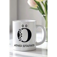 YasBey Design Kişiselleştirilebilir Ö Harfi Tasarımlı 330ML Baskılı Beyaz Seramik Kupa Bardak