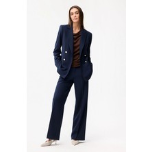 Love My Body Gabardin Bol Paça Cepli Pantolon Lacivert 153L9666001