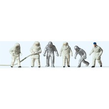 Preiser 14205 1/87 Ölçek, Koruyucu Giysili Itfaiyeciler, Boyanmış Plastik Figürleri, 6 Adet