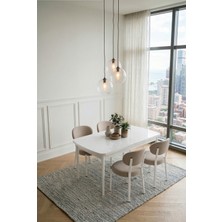 Deren Home Pufy Serisi 80X130 Açılabilir Masa +4 Adet Silinebilir Sandalye Masa Takımı