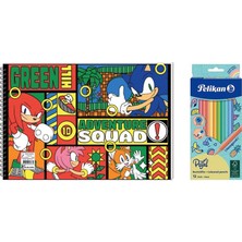 Keskin Color Sonic 17*25 15 Yp. Spiralli Resim Defteri  - Pelikan Pastel Renkler 12LI Kuru Boya 2'li Set 3