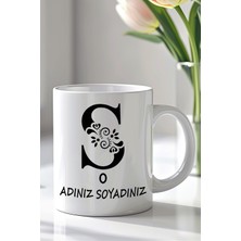 YasBey Design Kişiselleştirilebilir Ş Harfi Tasarımlı 330ML Baskılı Beyaz Seramik Kupa Bardak