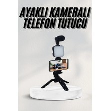 Uravas Store Telefon Tutucu LED Işıklı Kumandalı Mikrofon Telefon Vlog Video Kayıt