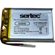 Uravas Store Sertec 523040 3.7V 600 Mah Li-Polymer Pil (DEVRELI/1.5A)