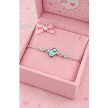 Miraç Gümüş Takı Atölyem 925 Ayar Gümüş Mineli Kuala Detaylı Kız Çocuk Bileklik