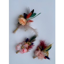Bivalvia Accessories Somon Renkli Çiçekli Damat Yaka Çiçeği Seti