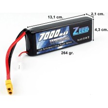 Zeee Power 2s, 7.4 Volt, 7000 Mah, 100C, XT60 Fişli, Li-Po Pil Grubu