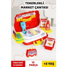 Meleni Toys 13 Parça Tekerlekli Oyuncak Market Seti - Çantalı Aksesuarlı Yazar Kasalı Çocuk Market Oyunu