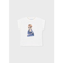 Mayoral Kız Çocuk Desenli T-Shirt Beyaz - 03005