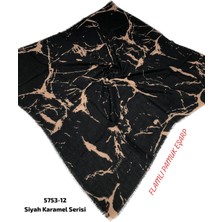 Siyah Karamel Flamlı Pamuk Eşarp