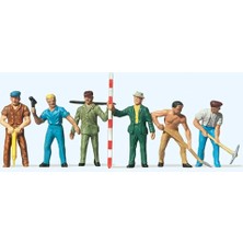 Preiser 14030 1/87 Ölçek, Yol Işçileri, Boyanmış Plastik Figürleri, 6 Adet