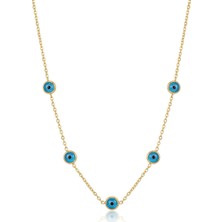 Filiya Gold Mavi Boncuklu Kolye