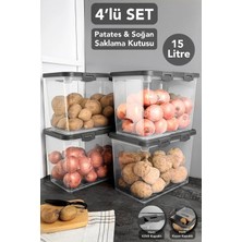 Meleni Home 4 Adet Kilitli Kayar Kapak Sebzelik - Sürgülü Patates Soğan Saklama Kabı Sebzelik Soğanlık 15 Litre