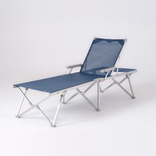 Foldzen Katlanabilir Şezlong, Pratik Çantalı Alüminyum Şezlong, Lacivert