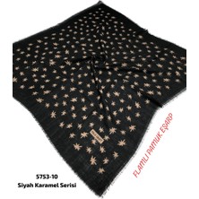 Siyah Karamel Flamlı Pamuk Eşarp