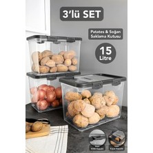 Meleni Home 3 Adet Kilitli Kayar Kapak Sebzelik - Sürgülü Patates Soğan Saklama Kabı Sebzelik Soğanlık 15 Litre