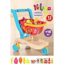 Meleni Toys 12 Parça Niloya Market Arabası - Oyuncak Meyve Sebze Atıştırmalık Çıkarılabilir Alışveriş Sepeti