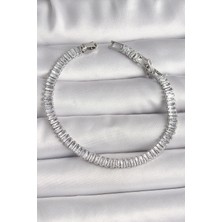 VeraGlobe Buğz Pirinç Gümüş Renk Zirkon Taşlı Su Yolu Model Kadın Bileklik