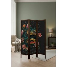 Artavessa Premium Ahşap Çerçeveli 3 Kanatlı Kanvas Paravan - Modern Desenli Seperatör - 138X170 cm