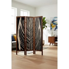 Artavessa Premium Ahşap Çerçeveli 3 Kanatlı Kanvas Paravan - Modern Desenli Seperatör - 138X170 cm