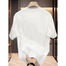Ru Collective Baskılı Oversize Bisiklet Yaka T-Shirt - Beyaz