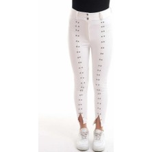 Ru Collective Beyaz Taş Işlemeli Deri Tayt