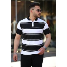 Ru Collective Erkek Yakalı Fermuarlı Çift Renk Kısa Kollu T-Shirt