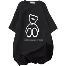 Ru Collective Baskılı Oversize Bisiklet Yaka T-Shirt - Siyah