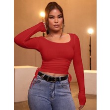 Ru Collective Kadın Kırmızı Kaşkorse Kumaş Bluz