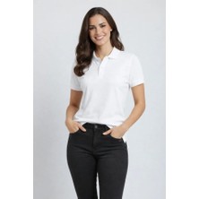 Ru Collective Pike Kumaş Düğmeli Yaka Regular Rahat Günlük Kısa Kol Tişört T-Shirt - Beyaz