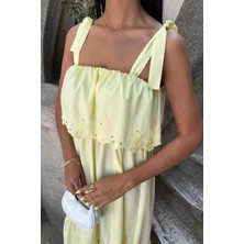 Ru Collective Etek Ucu Brode Nakışlı Boyundan Bağlamalı Elbise 2881