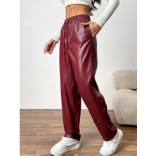 Ru Collective Kadın Yüksel Bel Bağcıklı Deri Pantolon