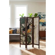 Artavessa Premium Ahşap Çerçeveli 3 Kanatlı Kanvas Paravan - Modern Desenli Seperatör - 138X170 cm