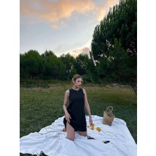 Ru Collective Kadın Keten Kumaş Kolsuz Mini Boy Elbise