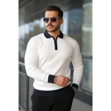 Ru Collective Erkek Kol ve Yaka Detaylı Uzun Kollu Triko