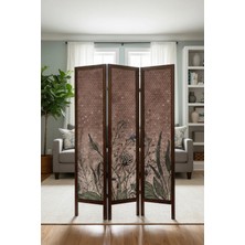 Artavessa Premium Ahşap Çerçeveli 3 Kanatlı Kanvas Paravan - Modern Desenli Seperatör - 138X170 cm